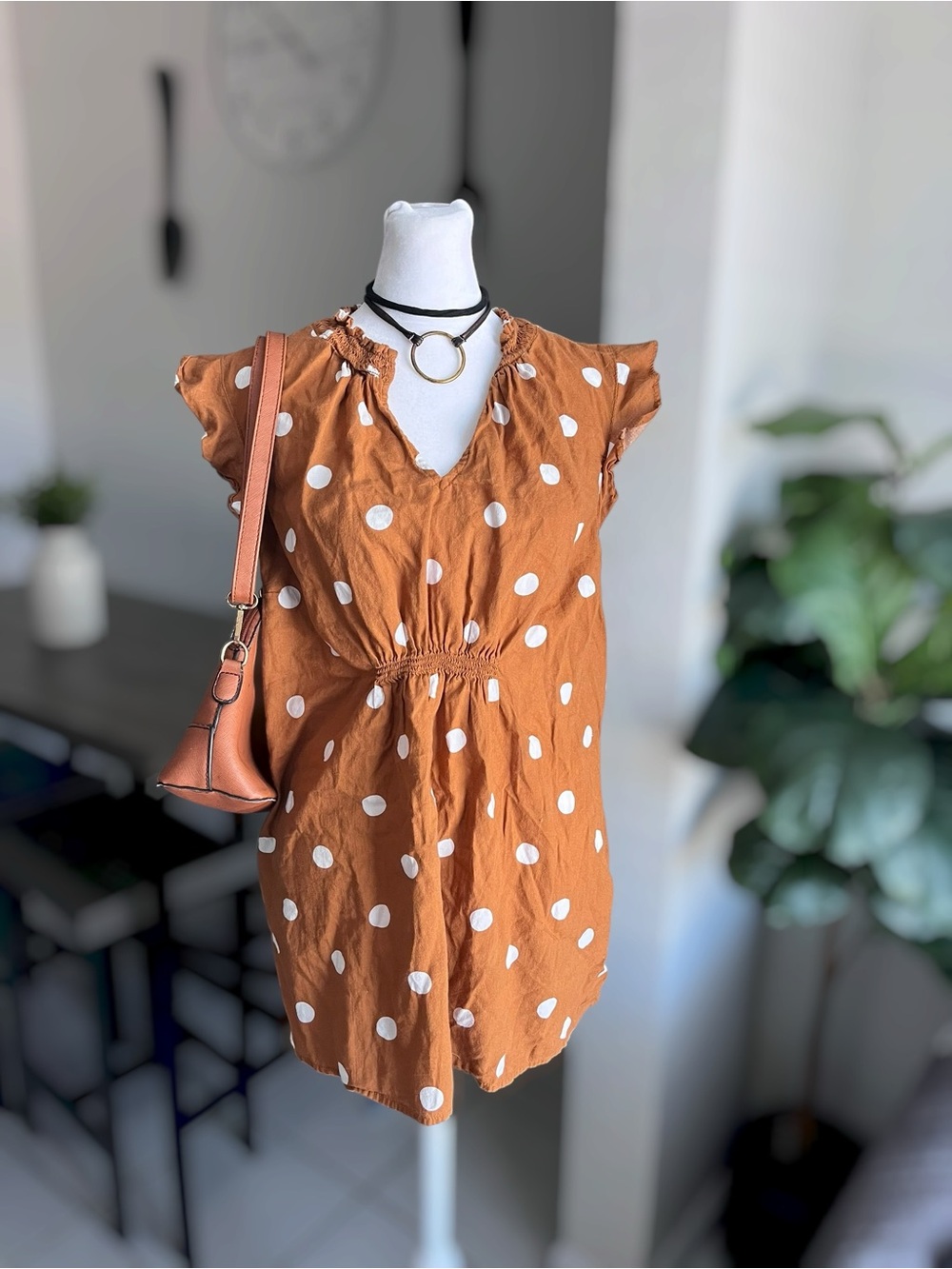 Old Navy Polka Dot Ruffle Flutter Sleeve Top Size L